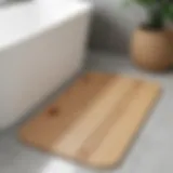 Elegant wooden bath mat enhancing bathroom aesthetics