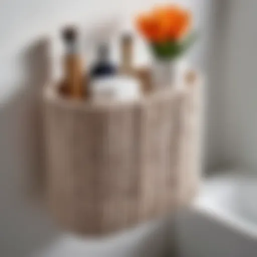 Cozy bathroom organizer made of knit material