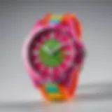 Colorful children's wristwatch displaying fun designs