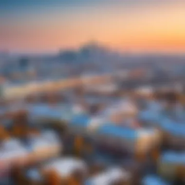 Panoramic view of Zherdevka district with Moscow skyline